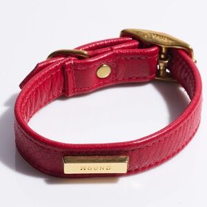 Leather Dog Collar by Hound Collection with Gold Bar Logo